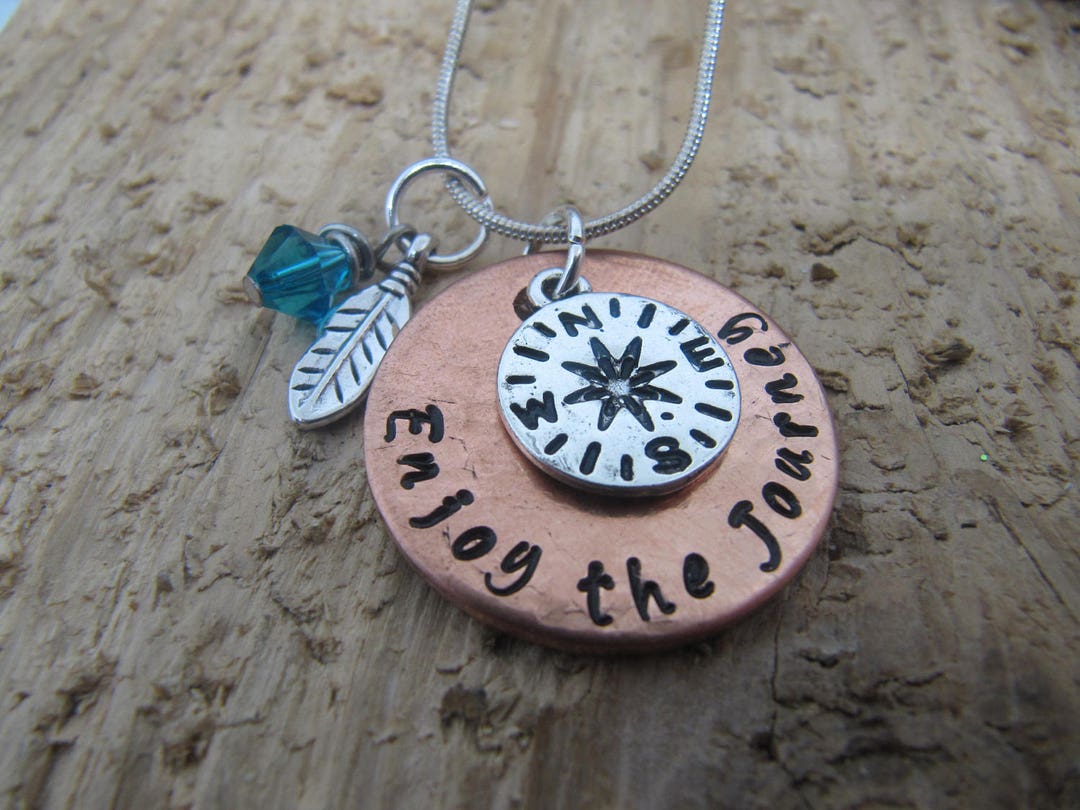 Graduation Gift, Enjoy the Journey, Hand Stamped Necklace, Graduation ...