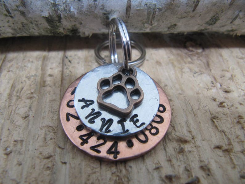 Pet ID Tag Pet Name Tag Cat ID Tag Dog ID Ta Hand Stamped Etsy
