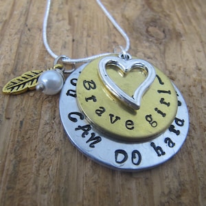 Brave girl you can do hard things, Gift for daughter, Brave necklace,High school graduation, Hand stamped necklace, graduation gift , brave
