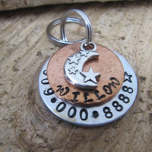 Haustier-ID-Tag, Mond Charme, große Hund Haustier Tag, personalisierte Haustier-Tags, Hund ID-Tag, Hund Namensschild, personalisierte Haustier ID-Tag, medium Pet Id-Tags