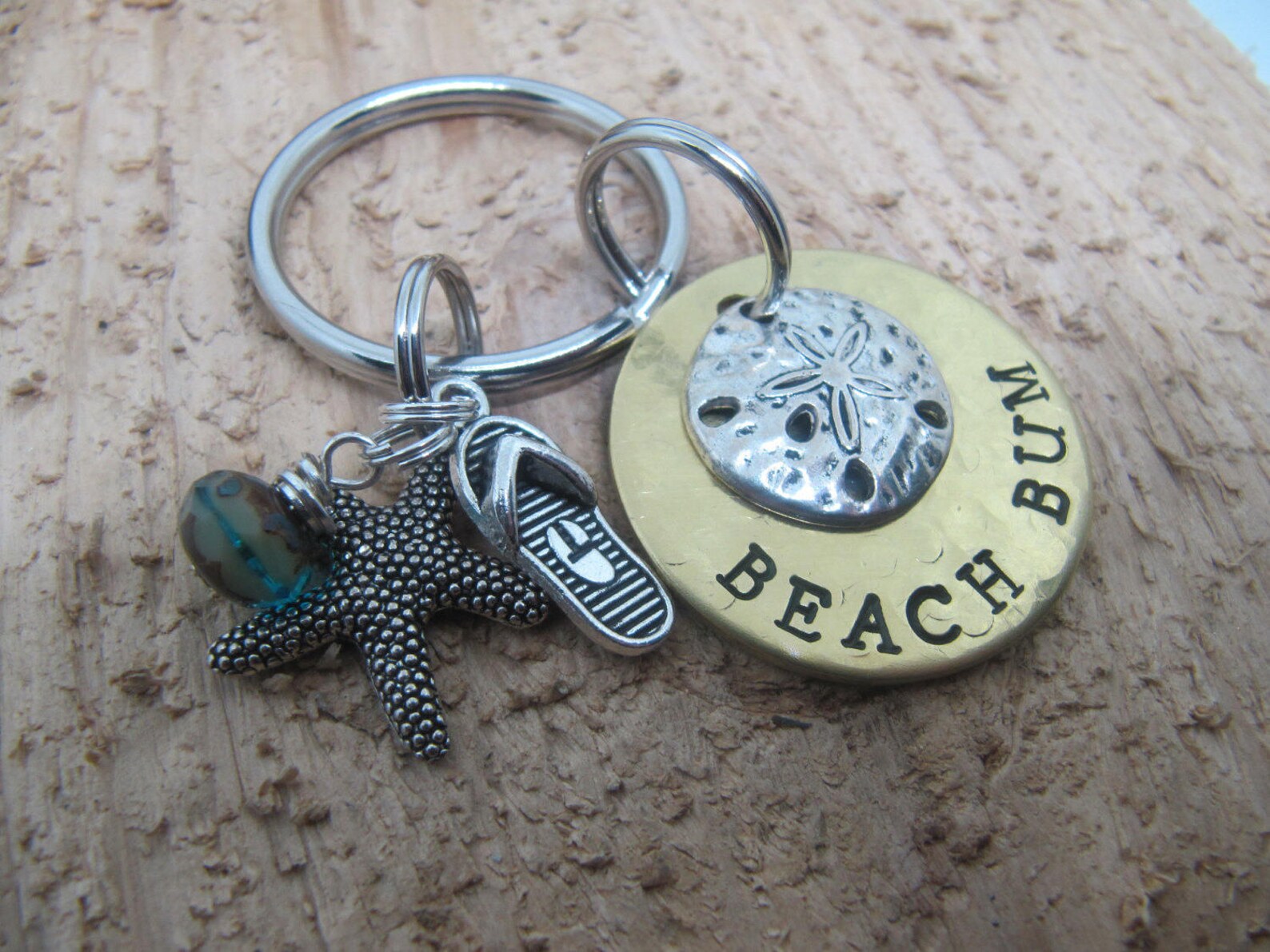 Beach Bum Key Chain Hand Stamped Key Chain Beach Key Chain Etsy