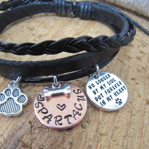 Pet memorial bracelet, Leather bracelet, Wrap bracelet, Dog memorial, Memorial for Dog, Pet loss, Sympathy gift, Dog bracelet, loss of dog