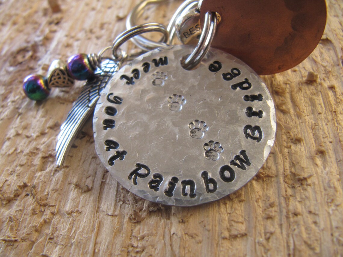 Pet Memorial Key Chain//meet You at the Rainbow Bridge//dog Etsy