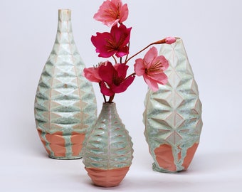 Patterned Ceramic Vase | Home Decor | Ceramic Jar | Handmade patterned ceramic | Modern vase | Ceramic | Textured Ceramic | Pink Clay