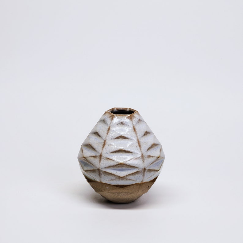 Patterned Ceramic Vase Home Decor Contemporary Ceramic Handmade patterned ceramic Modern vase Indoor Planter Textured Ceramic Mini Hex