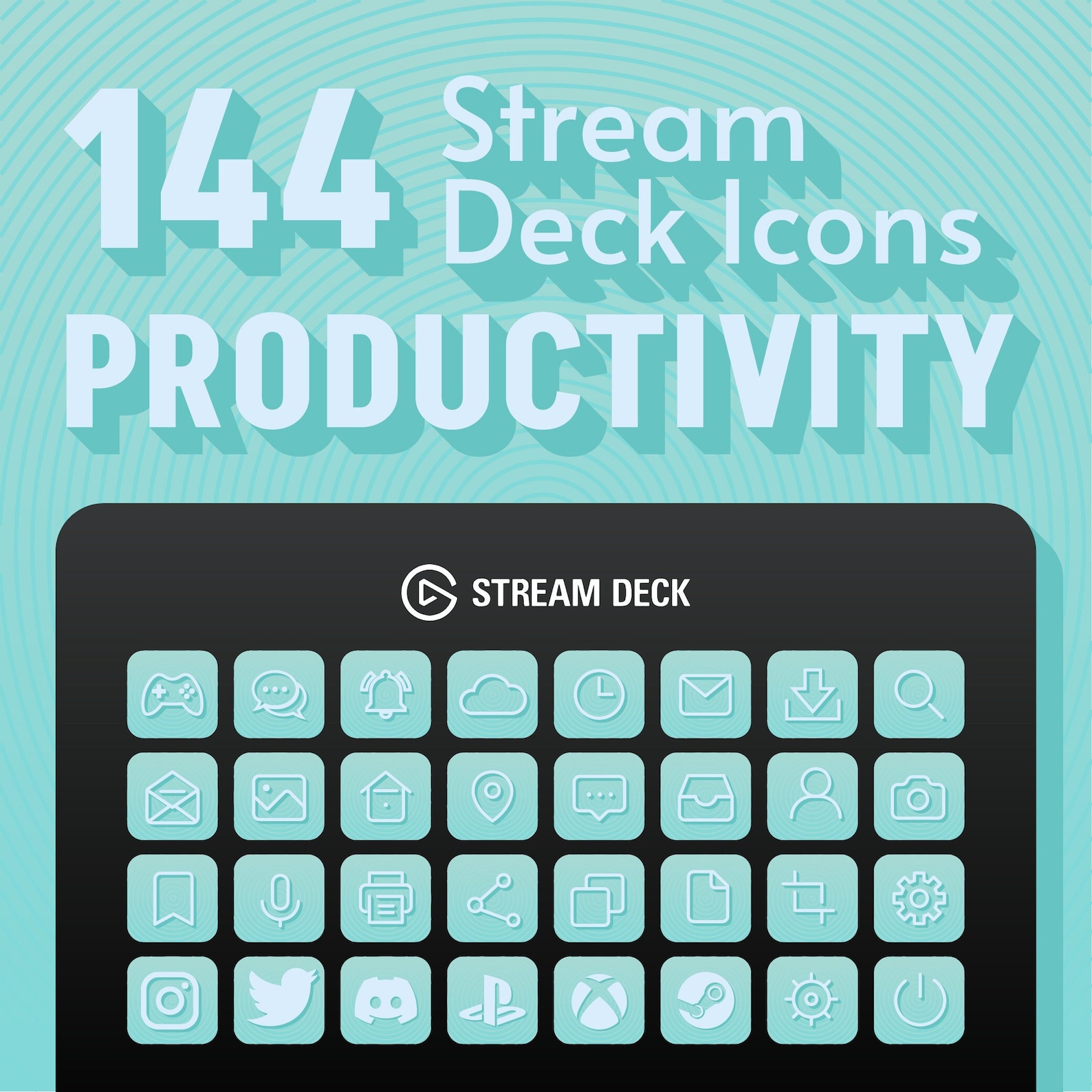 144 Minty Stream Deck Icons - Elgato Stream Deck - Productivity Icons ...