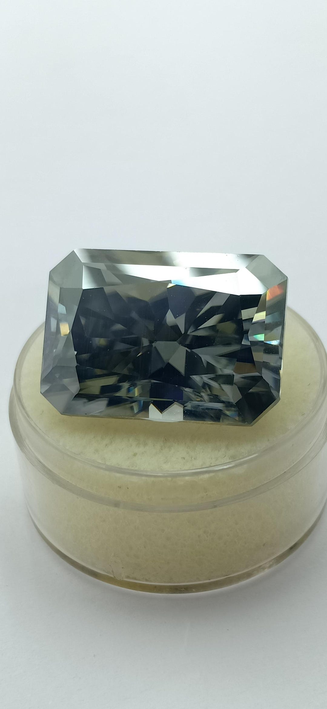 29.15 Ct Radiant Cut Gray Moissanite, VVS Engagement Ring Stone - Etsy