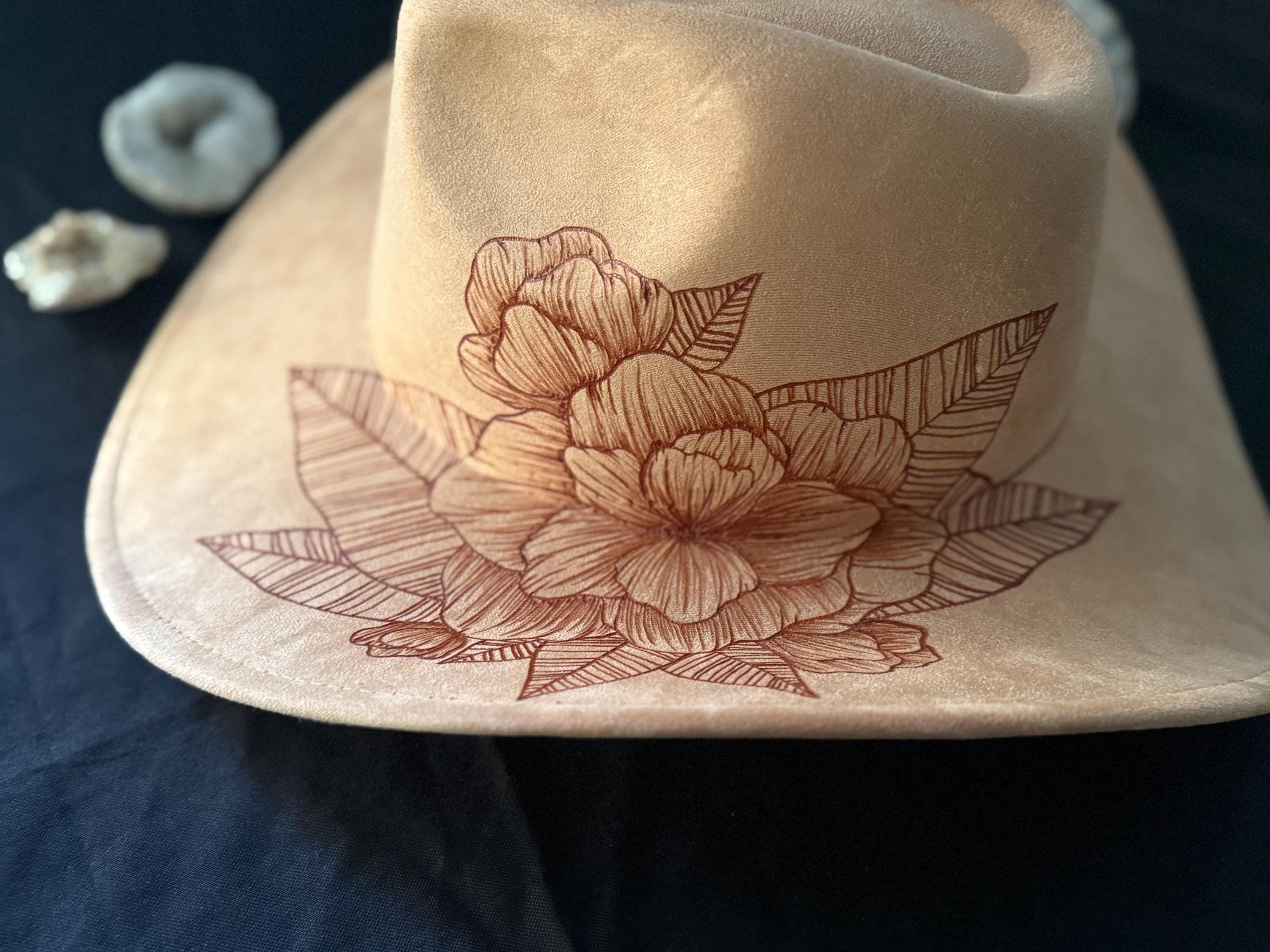 Custom Hand Burned Floral Hat - Etsy display picture 3