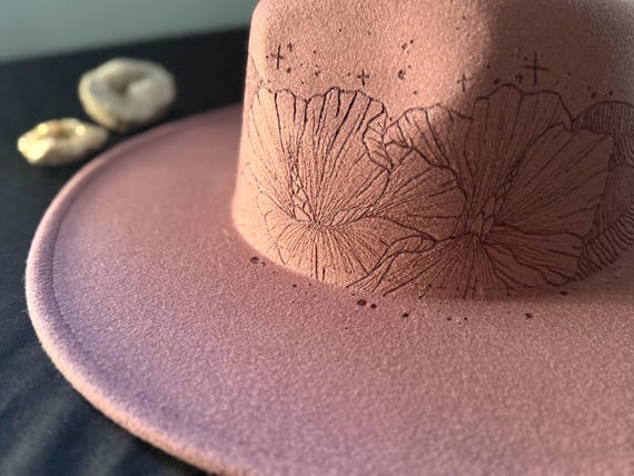Custom Hand Burned Floral Hat - Etsy display picture 1