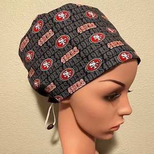 Women&#39;s Surgical Cap, Scrub Hat, Chemo Cap, NFL San Francisco 49ers