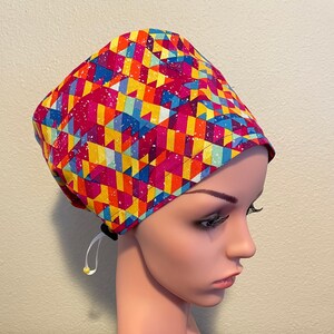 Women&#39;s Surgical Cap, Scrub Hat, Chemo Cap, Geometric Shapes
