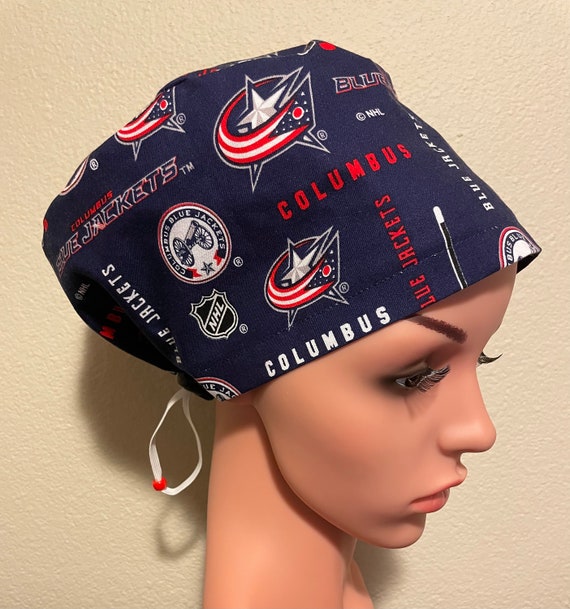 Women's Surgical Cap, Scrub Hat, ChemoCap, NHL Columbus Blue Jackets