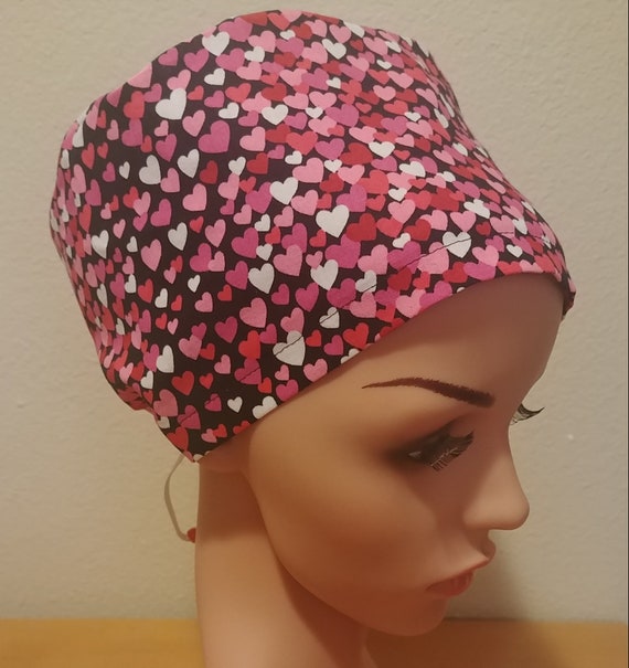 Women's Surgical Cap, Scrub Hat, Chemo Cap, Ombre Hearts