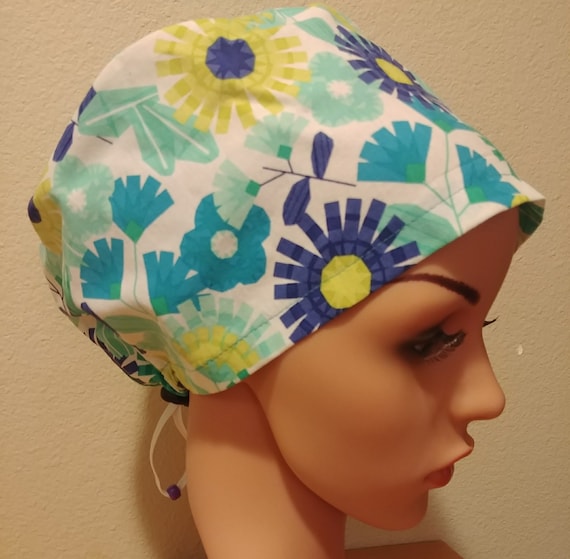 Women's Surgical Cap, Scrub Hat, Chemo Cap, Summertime Flowers