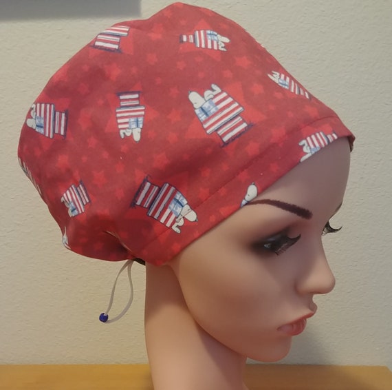 Women's Surgical Cap, Scrub Hat, Chemo Cap, All American Snoopy