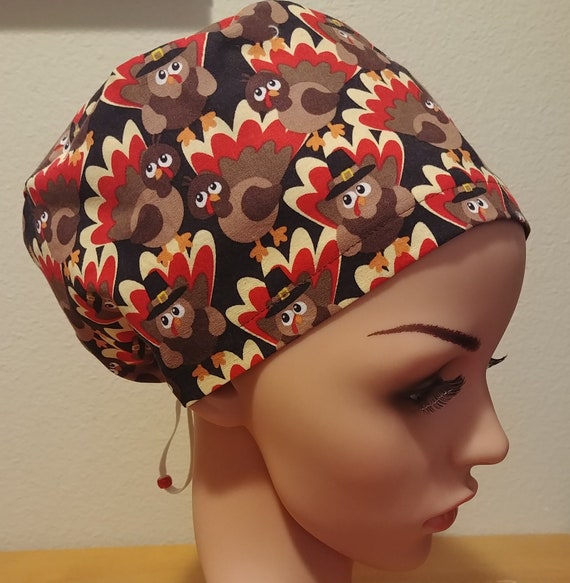 Women's Surgical Cap, Scrub Hat, Chemo Cap, Gobble Gobble