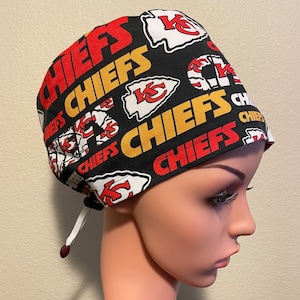 Women&#39;s Surgical Cap, Scrub Hat, Chemo Cap, NFL Kansas City Chiefs