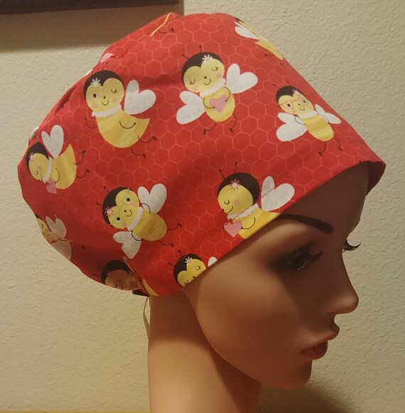 Women's Surgical Cap, Scrub Hat, Chemo Cap,  Bee Mine