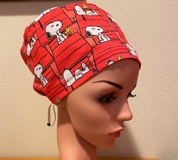 Women's Surgical Cap, Scrub Hat, Chemo Cap,  Snoopy and his dog house