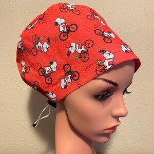 Women&#39;s Surgical Cap, Scrub Hat, Chemo Cap,  Snoopy Wheelie