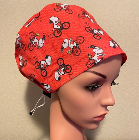 Women's Surgical Cap, Scrub Hat, Chemo Cap,  Snoopy Wheelie