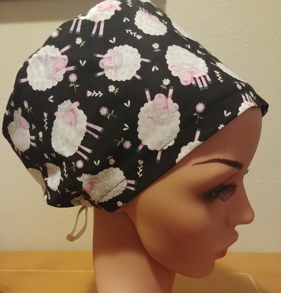 Women's Surgical Cap, Scrub Hat, Chemo Cap,  Little Boo Peep's Sheep