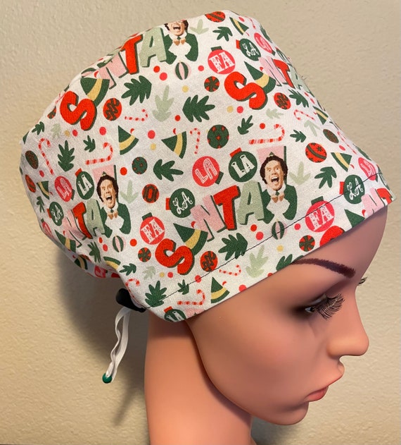 Women's Surgical Cap, Scrub Hat, Chemo Cap,   SANTA!!!