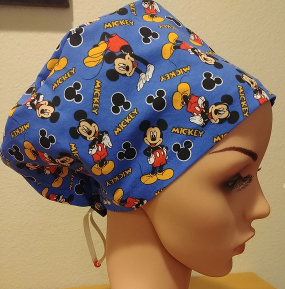 Women's Surgical Cap, Scrub Hat, Chemo Cap, Mickey Mouse