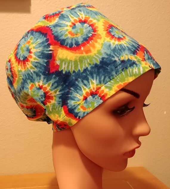 Women's Surgical Cap, Scrub Hat, Chemo Cap, Tie Dye