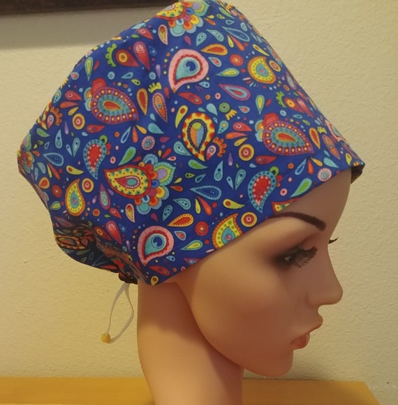 Women's Surgical Cap, Scrub Hat, Chemo Cap, Multicolor Paisley's