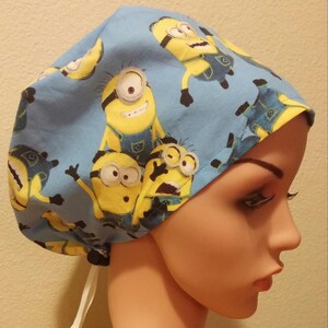 Women&#39;s Surgical Cap, Scrub Hat, Chemo Cap, Minion Madness