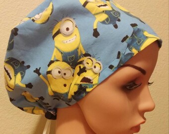 Women&#39;s Surgical Cap, Scrub Hat, Chemo Cap, Minion Madness