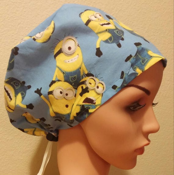 Women's Surgical Cap, Scrub Hat, Chemo Cap, Minion Madness