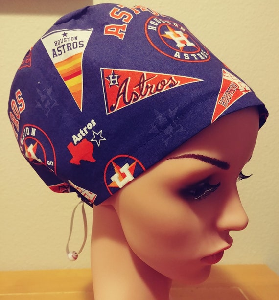 Women's Surgical Cap, Scrub Hat, Chemo Cap,  Houston Astros Pennants