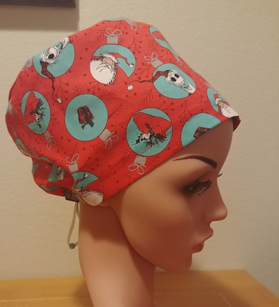 Women's Surgical Cap, Scrub Hat, Chemo Cap, Nightmare before Christmas