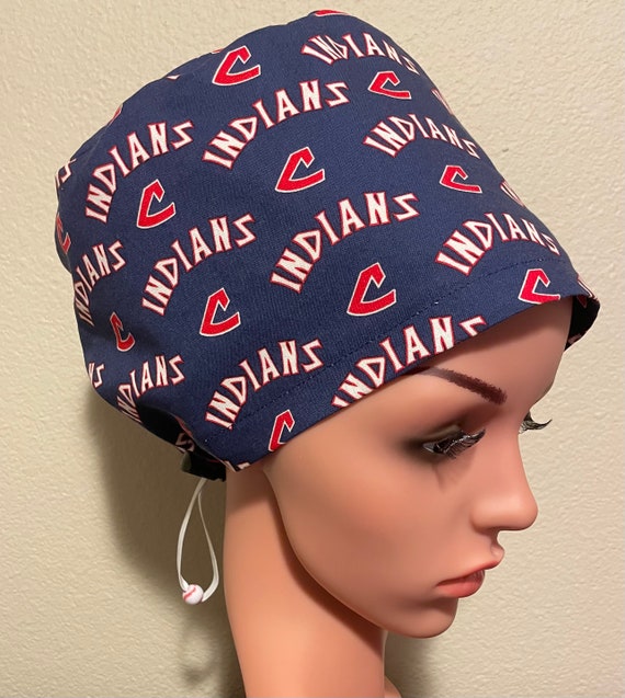 Women's Surgical Cap, Scrub Hat, Chemo Cap, MLB Cleveland Indians