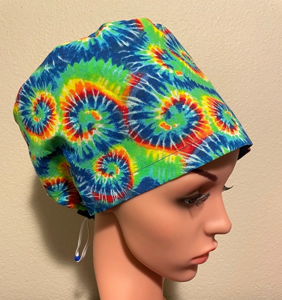 Women's Surgical Cap, Scrub Hat, Chemo Cap, Tye Dye Swirl