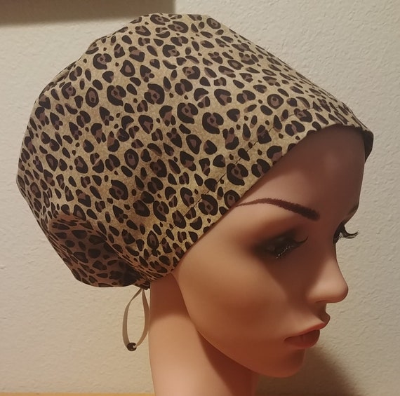 Women's Surgical Cap, Scrub Hat, Chemo Cap,  Leopard Print