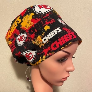 Women&#39;s Surgical Cap, Scrub Hat, Chemo Cap, NFL Kansas City Chiefs