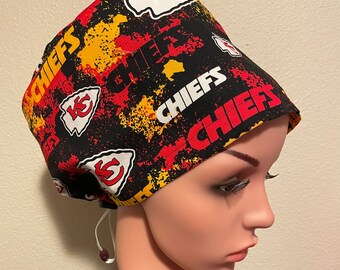Women's Surgical Cap, Scrub Hat, Chemo Cap, NFL Kansas City Chiefs