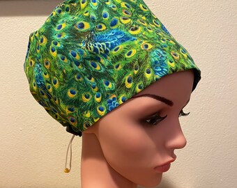 feathers scrub hat Peacock Euro Pixie