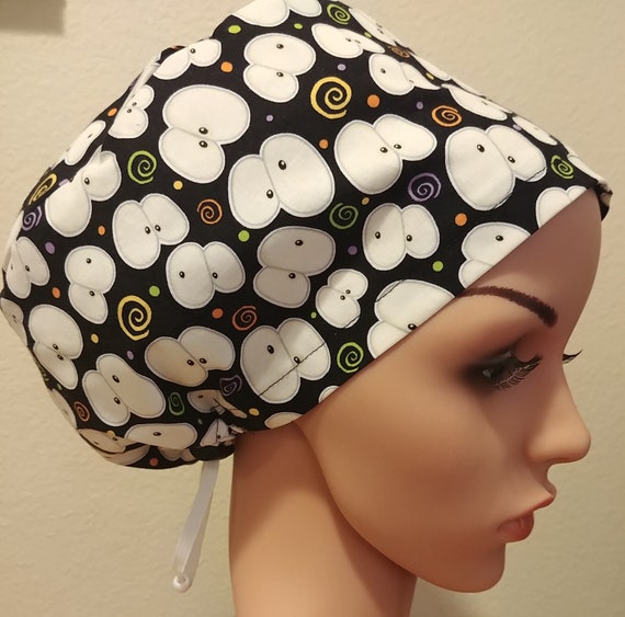 Women's Surgical Cap, Scrub Hat, Chemo Cap, Spooky Eyes