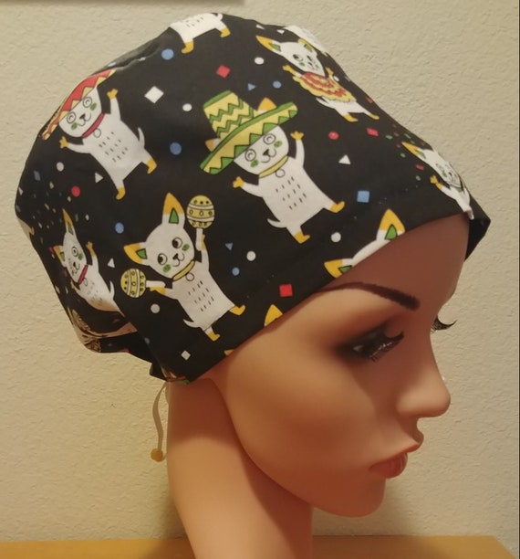 Women's Surgical Cap, Scrub Hat, Chemo Cap, Dancing Chihuahua