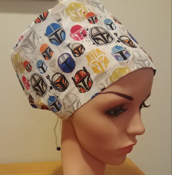 Women's Surgical Cap, Scrub Hat, Chemo Cap,  Mandalorian Helmets