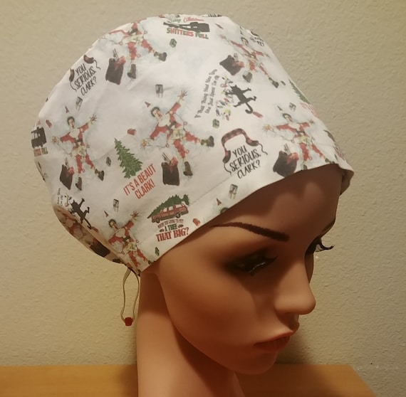 Women's Surgical Cap, Scrub Hat, Chemo Cap,  Christmas Vacation