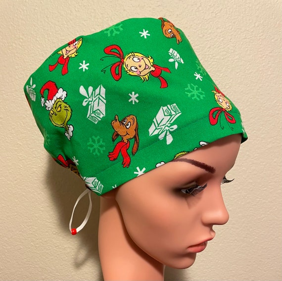 Women's Surgical Cap, Scrub Hat, Chemo Cap,  The Grinch, and Cindy Lou Who