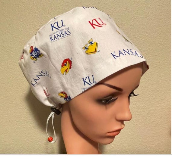 Women's Surgical Cap, Scrub Hat, Chemo Cap, Kansas University