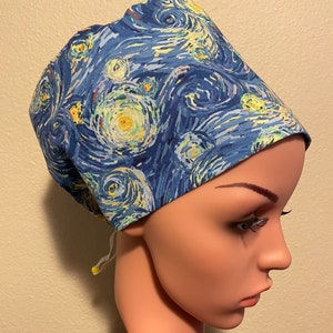 Women&#39;s Surgical Cap, Scrub Hat, Chemo Cap,  Starry Starry Night