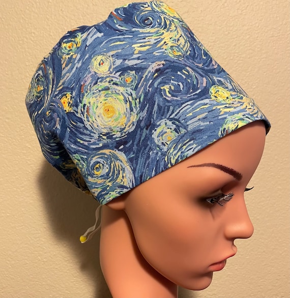 Women's Surgical Cap, Scrub Hat, Chemo Cap,  Starry Starry Night