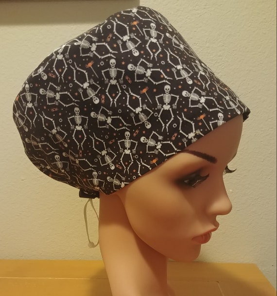 Women's Surgical Cap, Scrub Hat, Chemo Cap, Dancing Skeletons